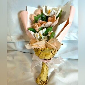 Crochet Recipes. Crochet Bouquet.  Tulips, Roses, Forget Me Not.  Handmade